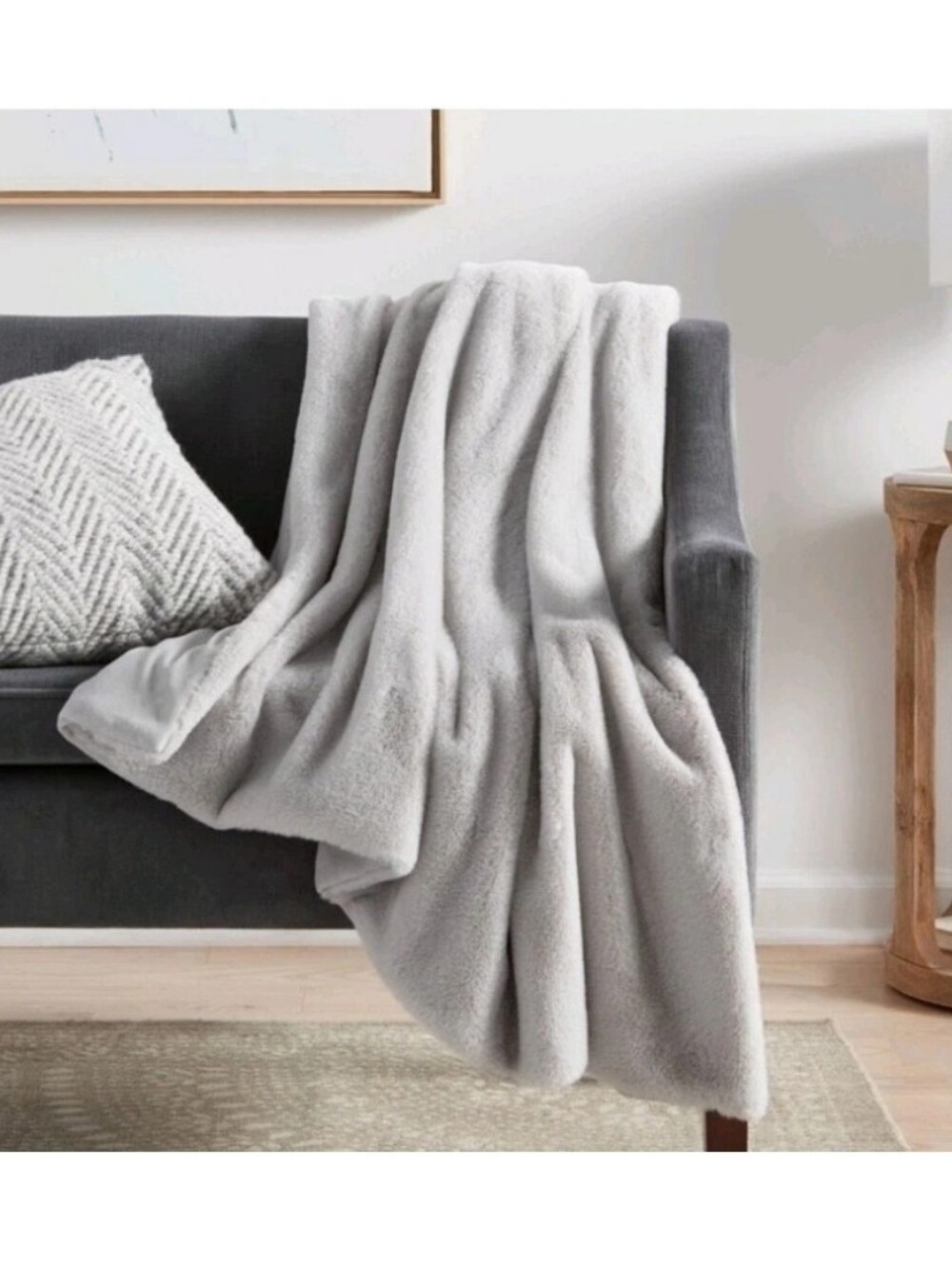 Faux Rabbit Fur Throw Blanket - Threshold 50 x 60